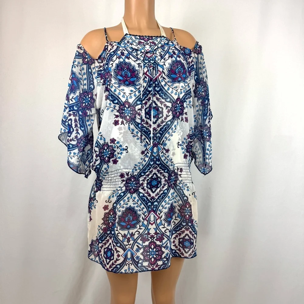 Becca by Rebecca Virtue Inspired 3 PC Swimsuit With Lace Tunic Cover Up Sz Large